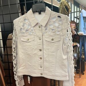 AZI New York White Denim Jeans Jacket